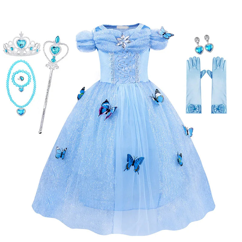 Kids Girls Cosplay Costume Children Summer Pageant Fantasy Cinderella Carnival Clothes Princess Birthday Dress 2-10 Yrs Clothes