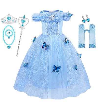 Kids Girls Cosplay Costume Children Summer Pageant Fantasy Cinderella Carnival Clothes Princess Birthday Dress 2-10 Yrs Clothes