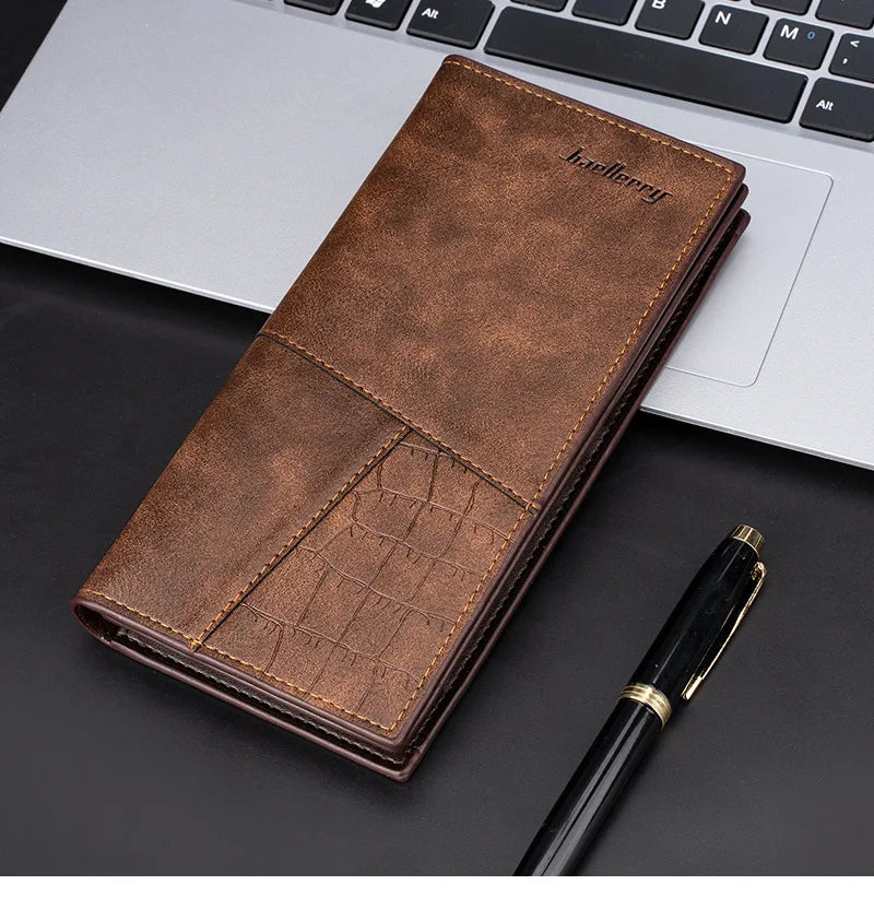 Men's Long Wallet Multi-card Slot Card Money Holder Wallet Zipper Multi Functional PU Leather Coin Purse for Man