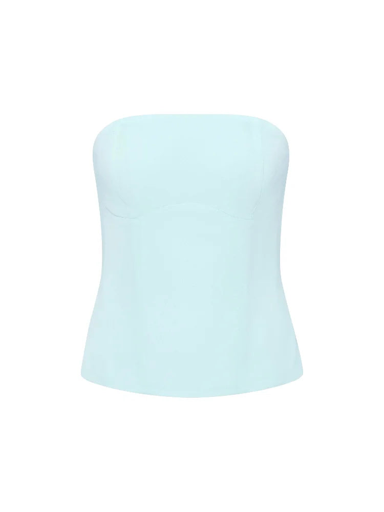 Solid Thin Skirts Set for Women Lace Up Strapless Tight Top Low Waist Straight Skirt 2026 NEW Summer Vacation Party Lady Outfit