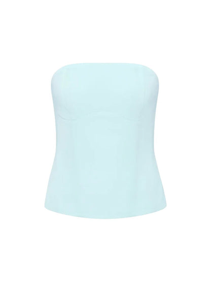 Solid Thin Skirts Set for Women Lace Up Strapless Tight Top Low Waist Straight Skirt 2026 NEW Summer Vacation Party Lady Outfit