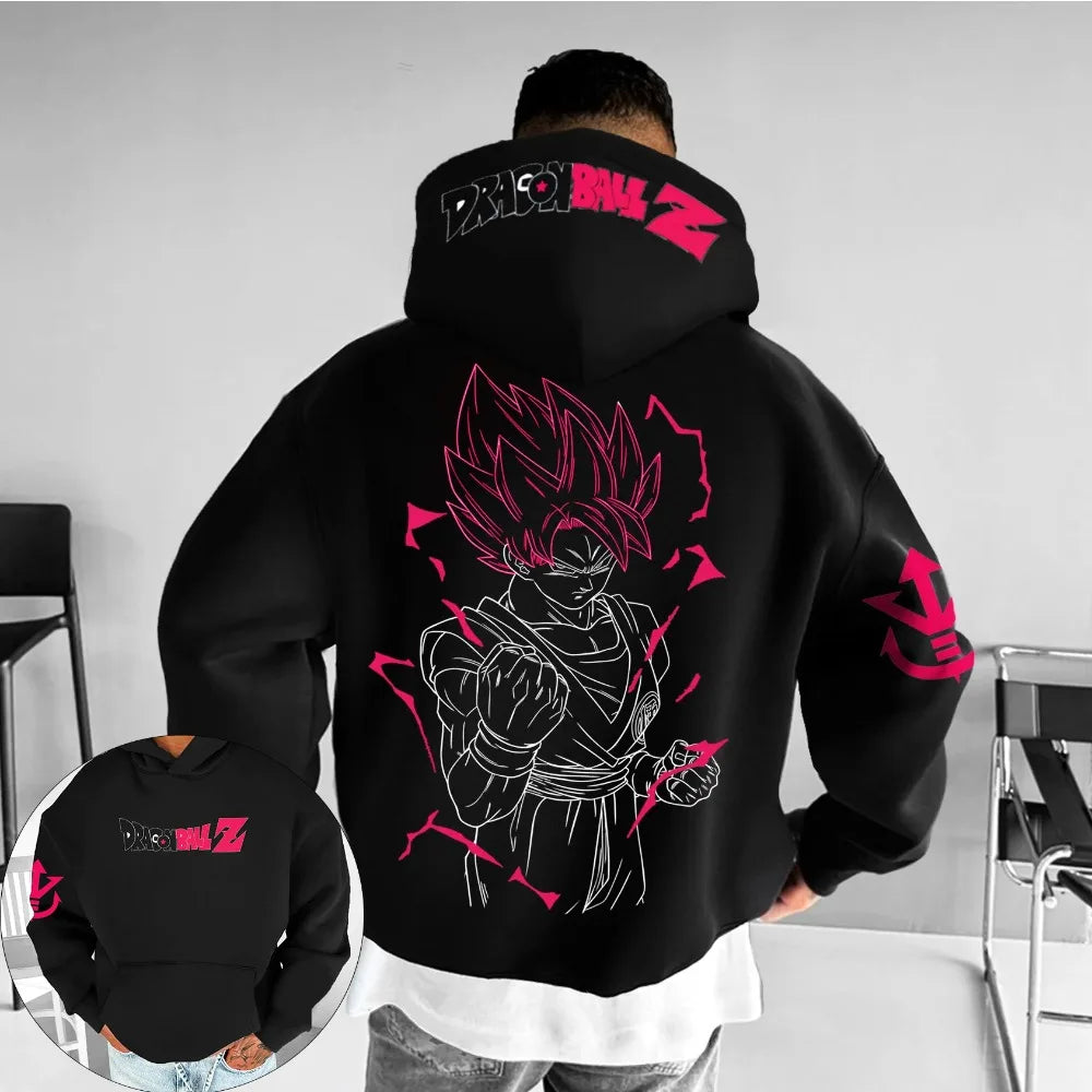 Dragon Ball Men's Hoodie Sweater Zamasu Goku Black Japanese Anime Summer Fall Boy Kids Harajuku Long Sleeve Parent-Child Wear