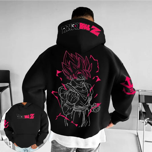 Dragon Ball Men's Hoodie Sweater Zamasu Goku Black Japanese Anime Summer Fall Boy Kids Harajuku Long Sleeve Parent-Child Wear