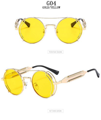 Punk Sunglasses For Men Designer Vintage Round Steampunk Fashion Glasses Retro Sunglasses Women 2024 Gafas De Sol Hombre Lunette