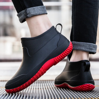 Men's Rain Boots Women's Ankle Water Shoes Non-slip Waterproof Safety Work Shoes Warm Cotton Platform outer wear Couple Lovers