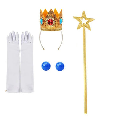 Halloween Peach Girl Peach Cosplay Dress Up Princess Game Role Play 4 Yrs Kid Final Level Peach Costume Movie Elegant Party 2-10