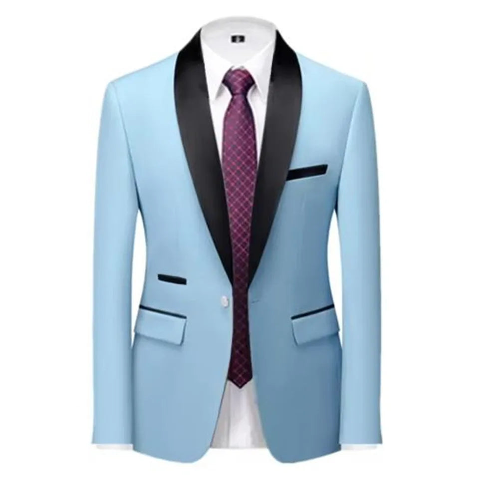 Mens Blazer Slim Fit Suit Jacket 1 Button Velvet Shawl Collar Wedding Formal Suit Jacket