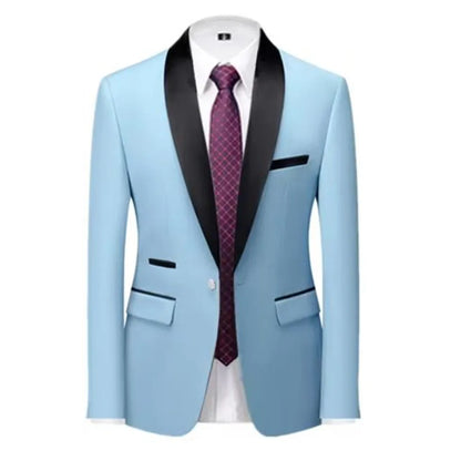 Mens Blazer Slim Fit Suit Jacket 1 Button Velvet Shawl Collar Wedding Formal Suit Jacket