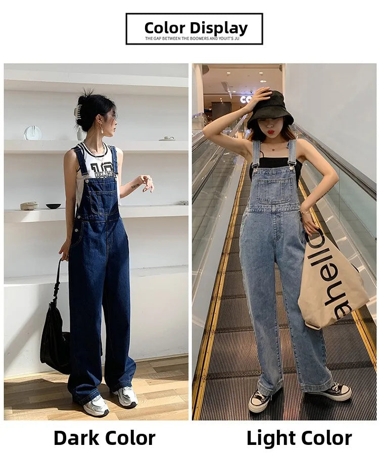 High Waist Wide Leg Denim Overalls Women's Loose Fitting Slimming Summer New Sle Gold nce Faionable Jeans