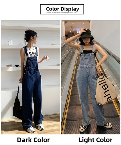 High Waist Wide Leg Denim Overalls Women's Loose Fitting Slimming Summer New Sle Gold nce Faionable Jeans