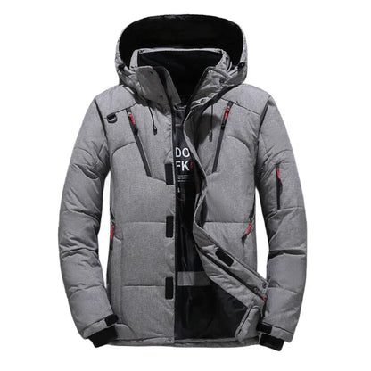 Winter White Duck Down Jacket Men Travel Hiking Thicken Warm Hooded Puffer Jackets Windproof Overcoat Down Coat Male Clothing