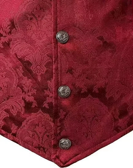 Victorian Floral Jacquard Men Suit Vest Formal Business Lapel Single Breasted Slim Fit Waistcoat Wedding Banquet Party Tops