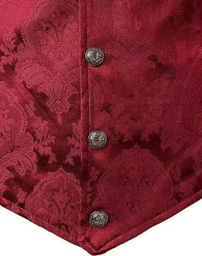 Victorian Floral Jacquard Men Suit Vest Formal Business Lapel Single Breasted Slim Fit Waistcoat Wedding Banquet Party Tops