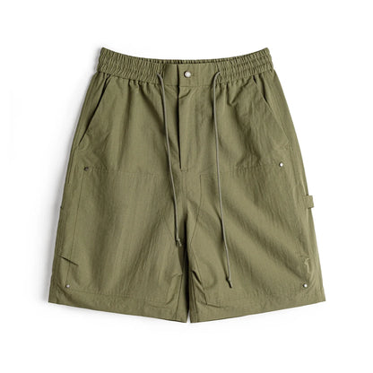 Vintage Mountain Series Lightweight Cargo Shorts Retro Double Knee Wide Leg Logger Style Outdoor Camping Men Summer