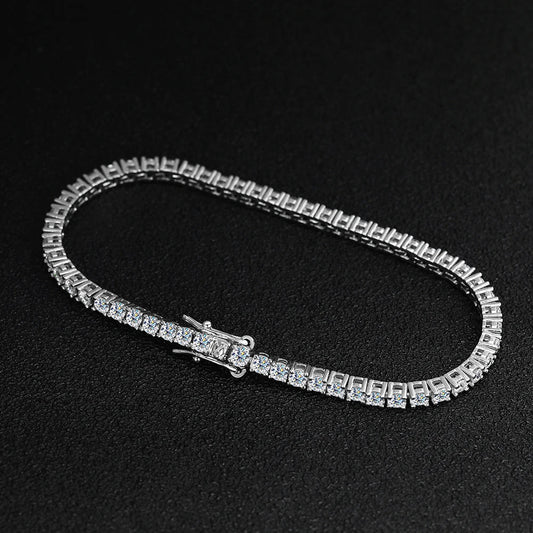 Bracelets de tennis en moissanite 2mm de couleur D pour homme et femme, diamants étincelants avec certificat GRA, en argent sterling 925, style hip-hop