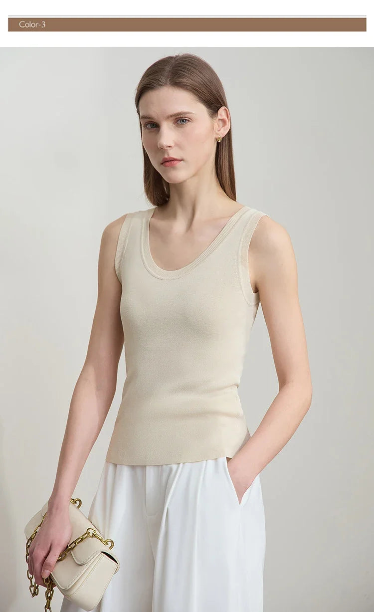 Minimalist Summer New Camisole Women 2025 Solid U-neck Sleeveless Casual Tops Woman Fashion Office Lady Clothing 12542214