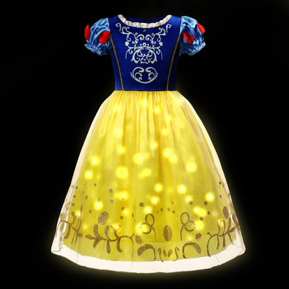 Children LED Light Up Dress Girls Kids Purple Green Cosplay Costume Carnival Birthday Party Clothes Halloween Costume Prom Gown