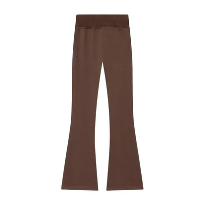 Women's Suits Flare Pants Sets 2 Piece Set Fleece Elastic Waist Trouser Suit Cropped Sweatshirts Jacket Two-Piece Set