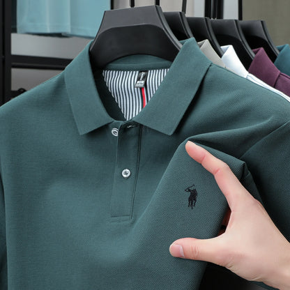 100% pure cotton summer new fashionable men's shortsleeved luxury customized business polo shirt exquisite embroidery Tshirt top