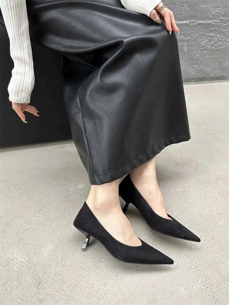 2024 Autumn Pointed Toe Women Sexy Shallow Slip On Pumps Shoes Fashion Thin High Heel Ladies Elegant Dress Shoes Mujer