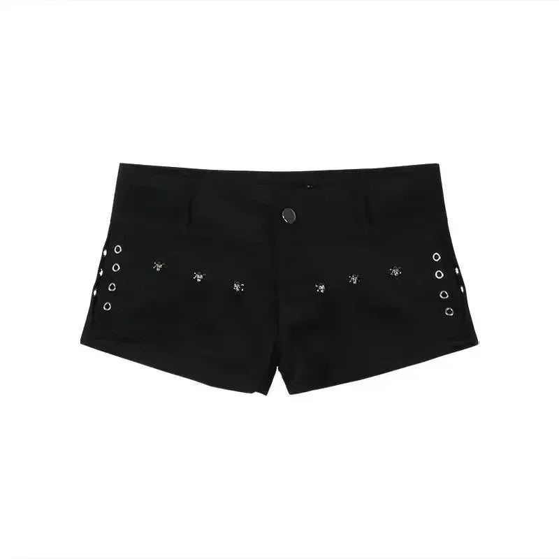 Women Emo Y2K Korean Streetwear Leopard Print Denim Mini Acubi Shorts Button Sexy Low Rise Short Trousers 2000s Alt Clothes
