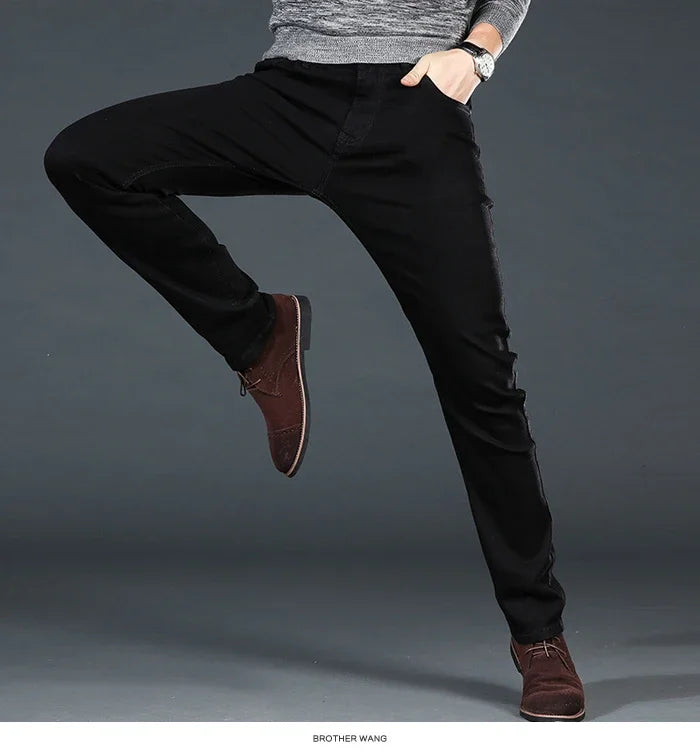 Men Plus Size Jeans 38 40 Slim Skinny Stretch Straight Classic Version of Simple Black Denim Pants Male Brand Clothing