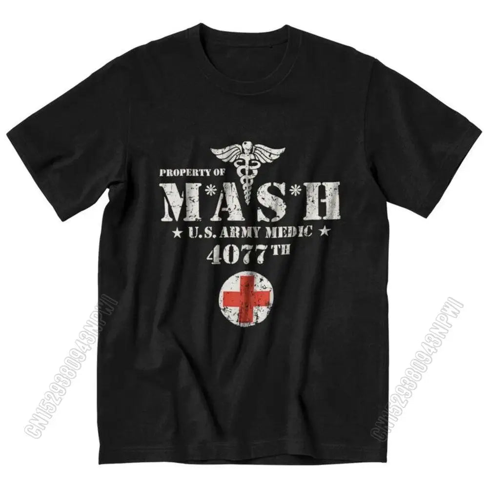Vintage Mash Tv Show Men T Shirt 100% Cotton Tee Tshirts Summer T-Shirt Gift Women Unisex Clothes Novelty Design
