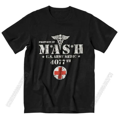 Vintage Mash Tv Show Men T Shirt 100% Cotton Tee Tshirts Summer T-Shirt Gift Women Unisex Clothes Novelty Design