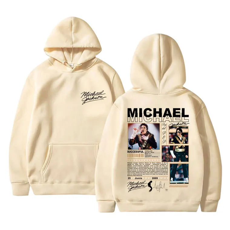 Classic Vintage Michael Jackson King of Pop Hoodie Men Fashion Retro Gothic Rock Sweatshirt Punk Oversized Pullover Streetwear