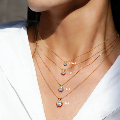 Moissanite Pendant Necklace 0.5-3CT D Color VVS1 6 Prong 925 Sterling Silver 18K Gold Plated Solitaire Necklace