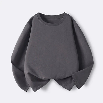 1pcs Spring Autumn Children's Pure Cotton Long Sleeve T-shirts Solid Color Boys Girls Tops Kids Baby Leisure Tee Student Clothes