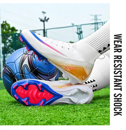 New Men Football Boots Match Long Spikes Soccer Shoes Cleats Boys Comfortable Training Sport Adult Breathable Outdoor Non Slip