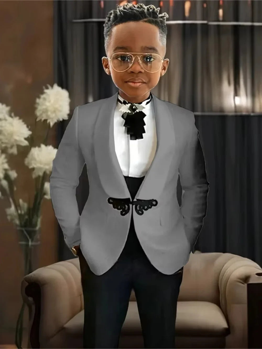 Chic Boys Slim Fit Suits 3 Pieces Piano Performance Wear Premium Handsome Kids Suit Set Wedding Party Wear 2-20 Tuxedo