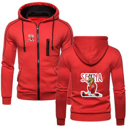 2026 Ayrton Senna Graphic Spring And Autumn Men's New Solid Color Hoodies Fashion Cotton Zipper Warm Street Jacket