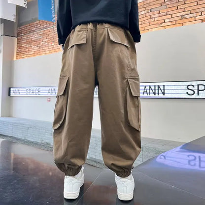High Quality Boys Sweatpants Autumn Kids Casual Pants for Boy Korean Children's Clothes 2025 Spring Loose Cotton Red Trousers