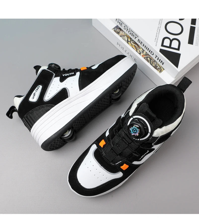 Students Children's Shoes Four Wheel Light Shoes Boys Invisible Roller Shoes Large Size Outdoor Sports Walking Shoes Women