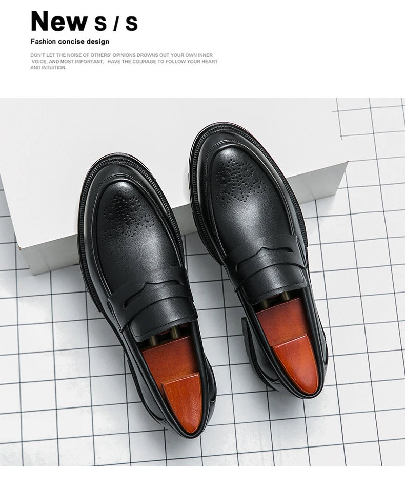 Men's Dress Shoes Retro Casual Business Leather Shoes Men Office Loafers Formal Social Brogues Wedding Leather Shoes For Men