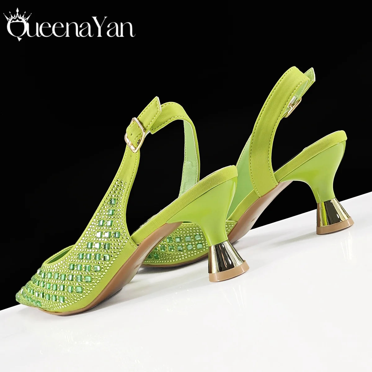 Coffee Color Elegant Lady Shoes And Bag Set with Full Rhinestone Embellished Pearls-knot And Comfortable Heel