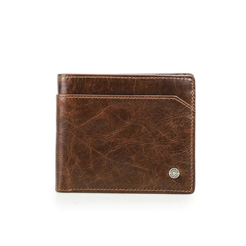 Genuine Leather Men's Wallet RFID Card Holder Large Pocket Money Clip Male Travel Gift Purse Compact Leather Wallet