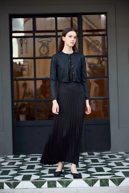 AP Women 2026 Autumn and Winter New Design Shine Cardigan and Pleated Slip Dress Elegant Lady Clothing