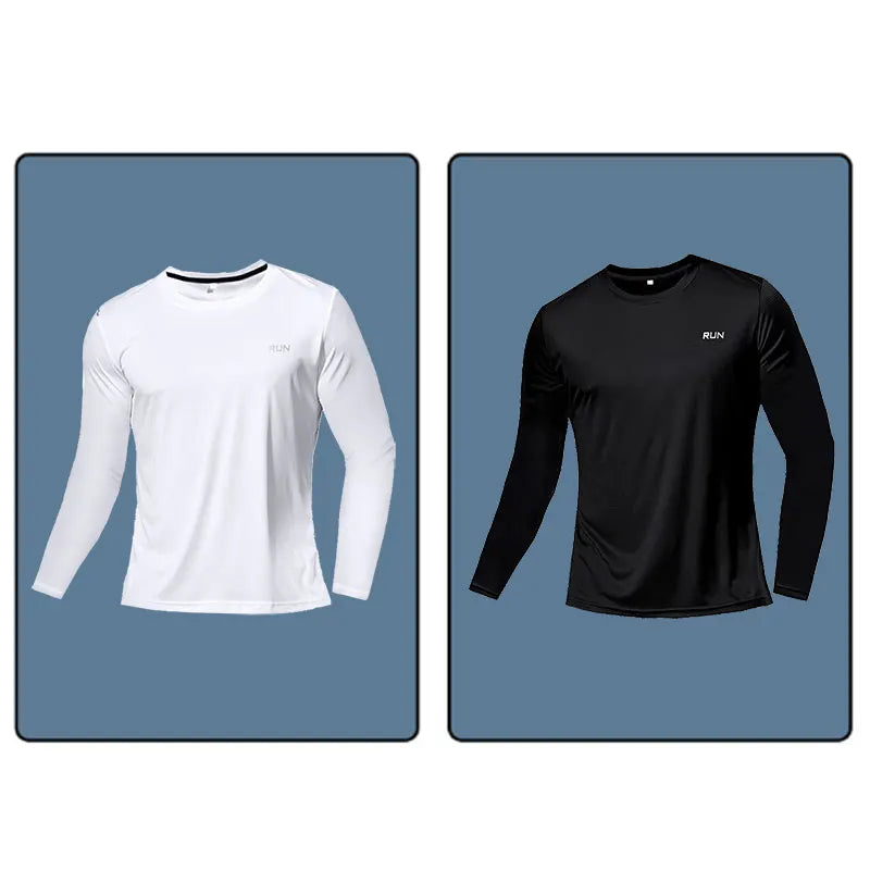 Men Long Sleeve Sport T-shirt Quick Dry Running Shirt Breathable Anti-sweat Top Gym T Shirt Men Fitness Gym Clothing Men 2023