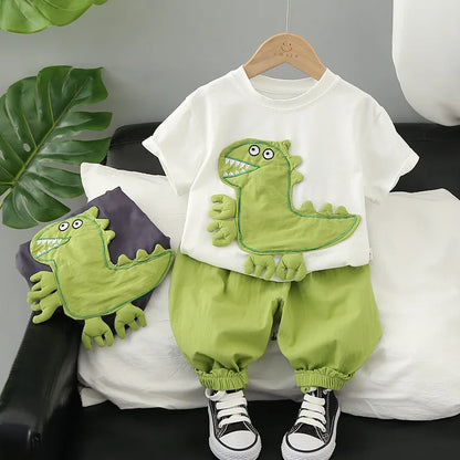New Summer Baby Boys Cartoon Short Sleeve T-shirt+Shorts Sets Infant Kids Fashion Clothing Outfits Children Clothes Sports Suits