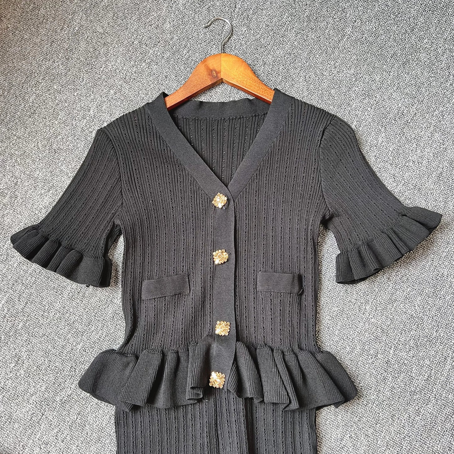 Brand Fashion One-piece Knitted Maxi Dress Women Elegant V-neck Ruffled Slim Waist Bodycon Sweater Dress Party Vestido