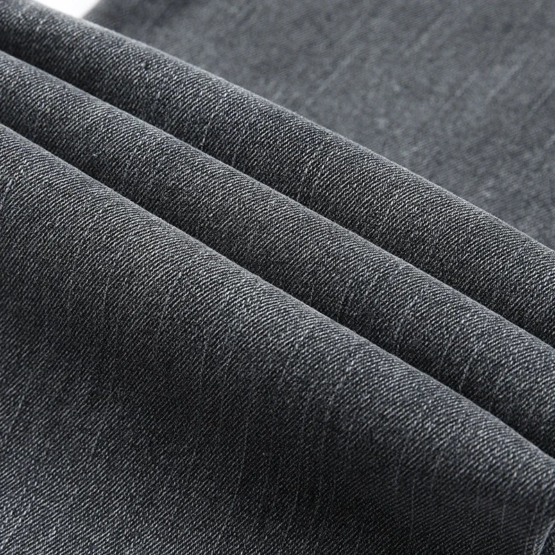 Spring Autumn Men's Stretch Slim Fit Jeans Gray Korean Fashion Skinny Small Straight Denim Pants Casual Trousers Male Clothes