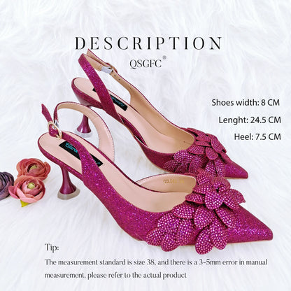 Nigerian Banquet Shoes and Bags African Fashion Peach Ladies Matching Shoes and Bags Pointed Toe High Heels Wedding Party
