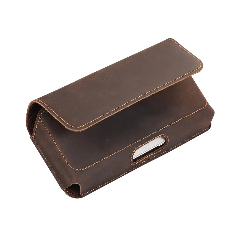 Genuine Leather Pouch For iphone 17Pro Max/17/16Pro Max/16Plus/15/15Pro Max/14Pro Max /14/13 Phone Holster Belt Clip Case Holder