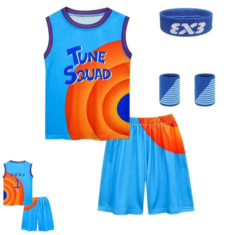 2024 Kids Tune Squad Space Jam 2 Basketball Jersey Set - Cosplay Costume Vest Shorts Sports Uniform Tracksuit for Boys and Girls