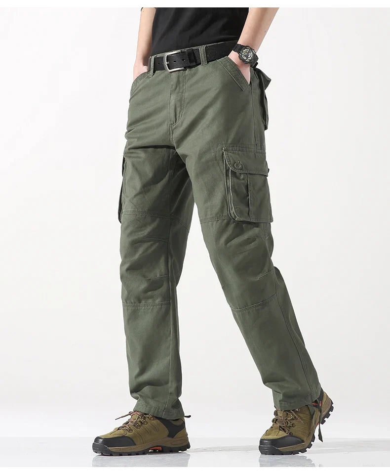 Male Cargo Pants Tactical Cotton Overalls Outdoor Utility Work Trousers Relaxed Fit Big Size Hombre Clothing