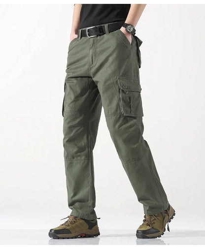 Male Cargo Pants Tactical Cotton Overalls Outdoor Utility Work Trousers Relaxed Fit Big Size Hombre Clothing