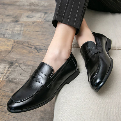 Mens Dress Wedding Fashion Office High Quality Leather Comfy Business Formal Italy Driving Loafers Shoes for Men Plus Size 38~48